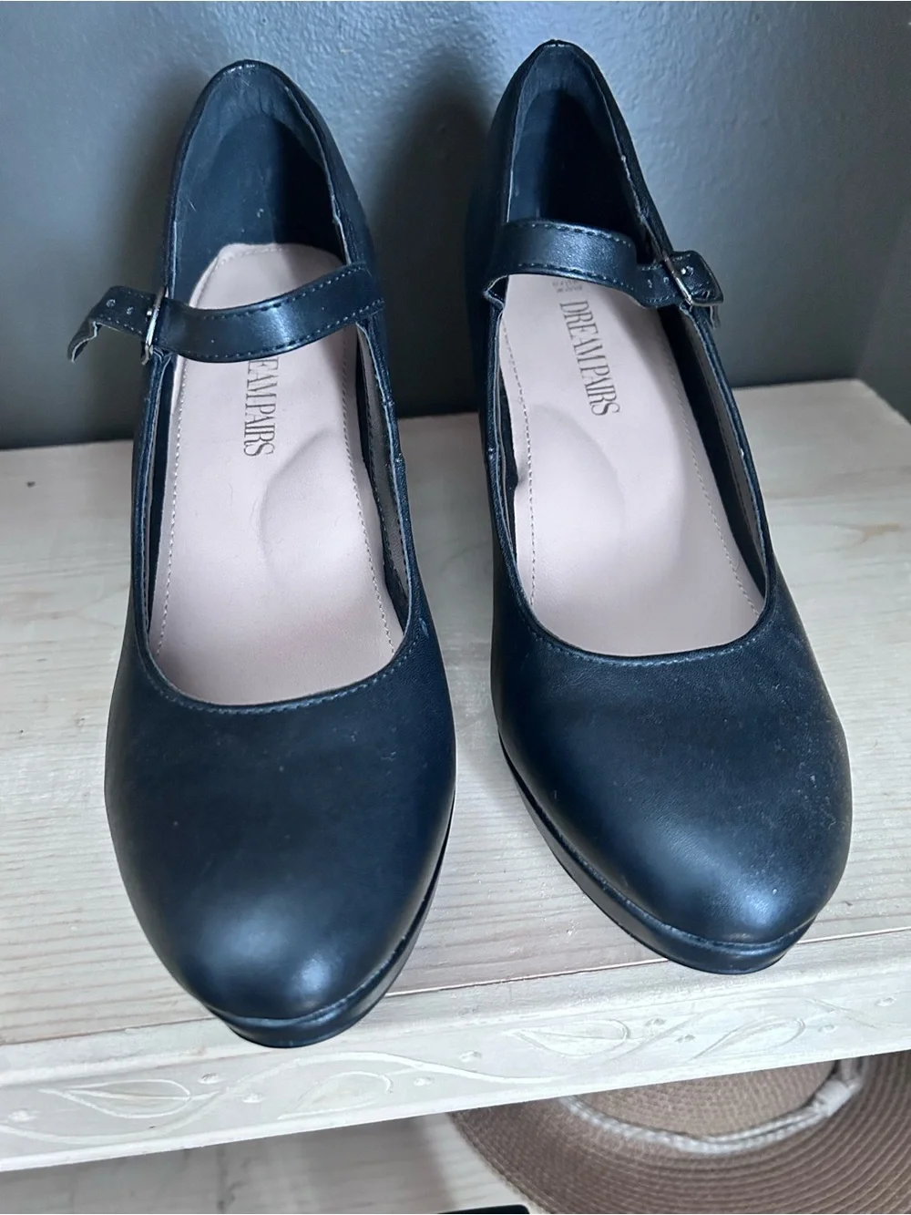 DREAM PAIRS Black Platform Mary Jane High Heels Size